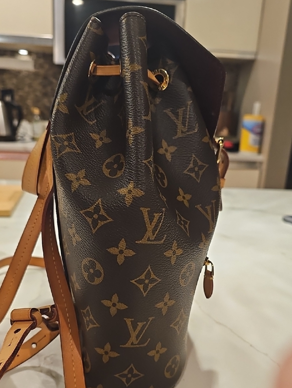 Louis Vuitton Monogram Canvas Drawstring Backpack in Brown & Tan - Picture 4 of 7